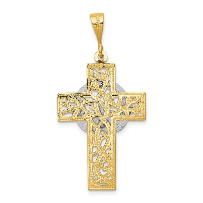 Goldia Rings 14k Twotone Gold Claddagh Cross Pendant