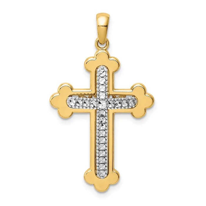 Goldia Rings 14k Twotone Gold Diamondcut Polished 3D Cross Pendant