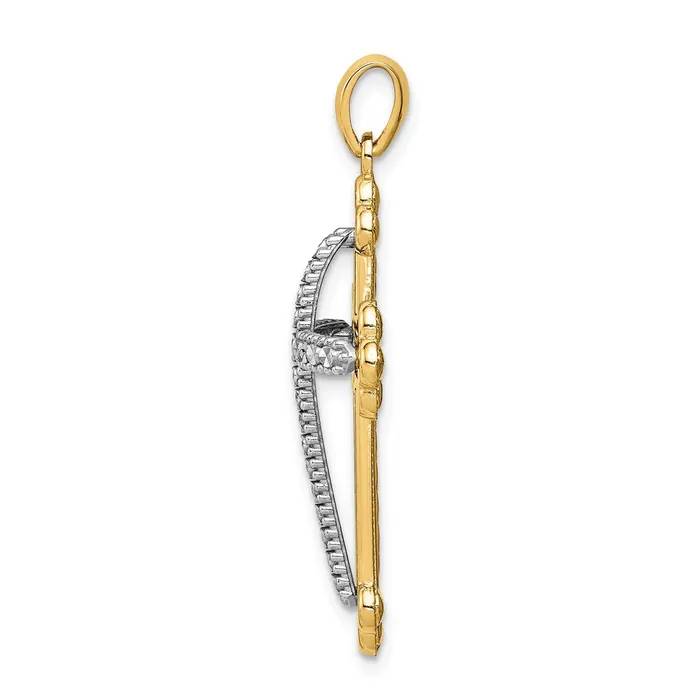 Goldia Rings 14k Twotone Gold Diamondcut Polished 3D Cross Pendant