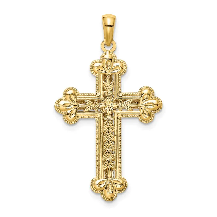 Goldia Rings 14k Twotone Gold Diamondcut Polished 3D Cross Pendant