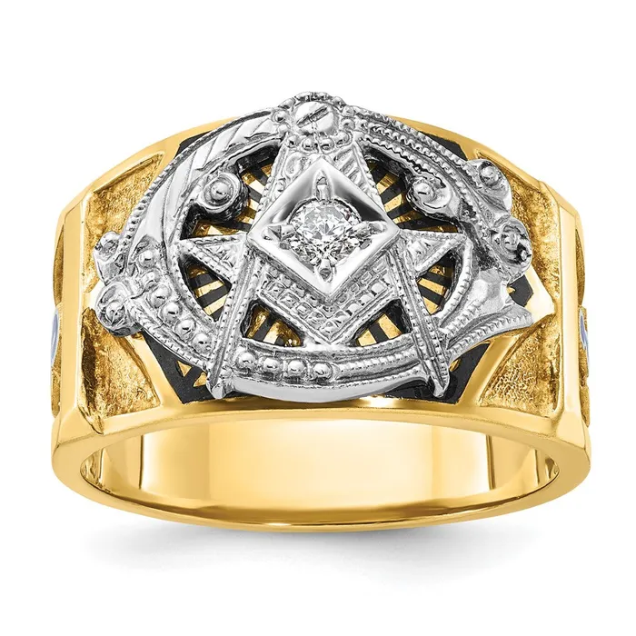 Goldia Rings 14k Twotone Gold Mens Polished and Textured Blue Lodge Master Masonic Ring Mounting Goldia Rings 14k Twotone Gold Mens Polished and Textured Blue Lodge Master Masonic Ring Mounting