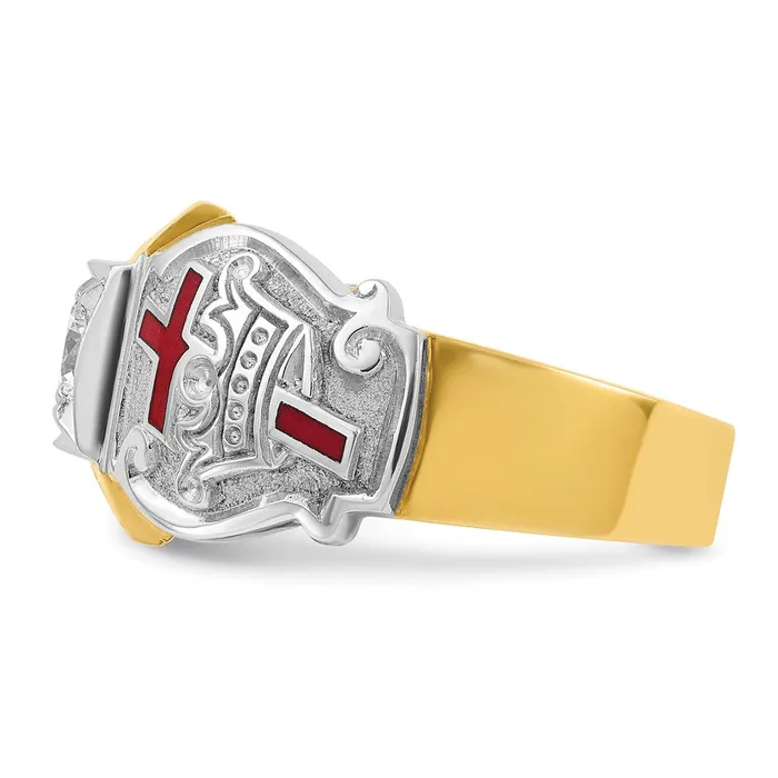 Goldia Rings 14k Twotone Gold Mens Polished and Textured Knights Templar Masonic Shriners Ring Mounting