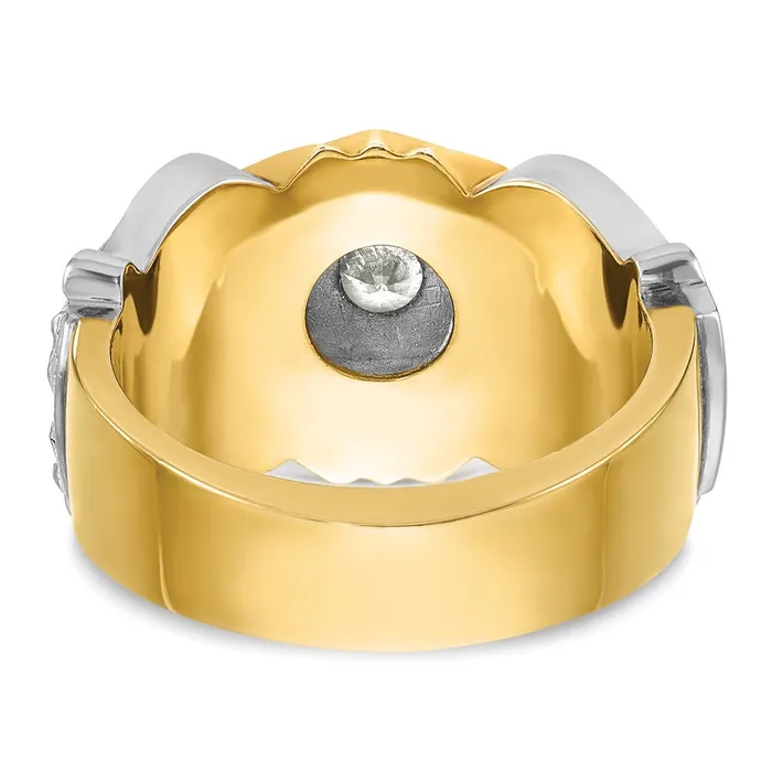 Goldia Rings 14k Twotone Gold Mens Polished and Textured Knights Templar Masonic Shriners Ring Mounting