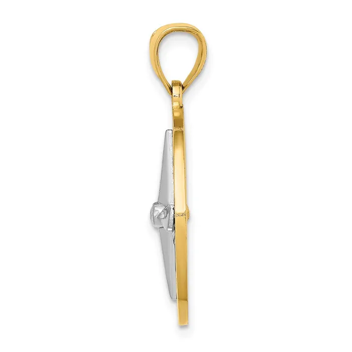 Goldia Rings 14k Twotone Gold Nautical Compass wWhite Gold Needle Charm
