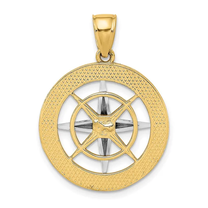 Goldia Rings 14k Twotone Gold Nautical Compass wWhite Gold Needle Charm