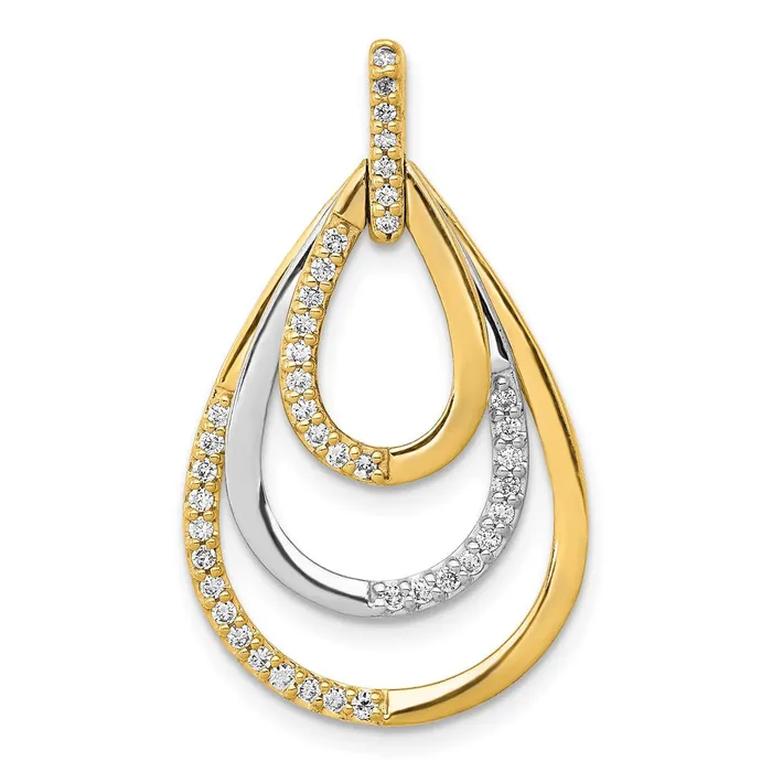 Goldia Rings 14k TwoTone Gold Polished 14ct Real Diamond Triple Teardrop Pendant Goldia Rings 14k TwoTone Gold Polished 14ct Real Diamond Triple Teardrop Pendant