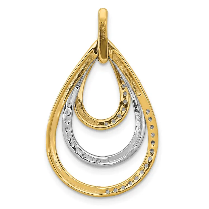 Goldia Rings 14k TwoTone Gold Polished 14ct Real Diamond Triple Teardrop Pendant