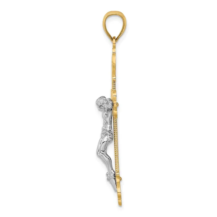 Goldia Rings 14k Twotone Gold Twotone Gold Engraved Crucifix Charm