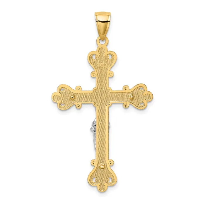 Goldia Rings 14k Twotone Gold Twotone Gold Engraved Crucifix Charm