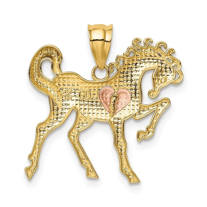 Goldia Rings 14k Twotone Gold Yellow and Rose Gold Horse wHeart Charm