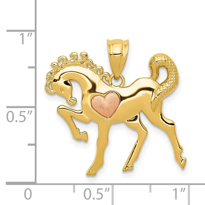 Goldia Rings 14k Twotone Gold Yellow and Rose Gold Horse wHeart Charm