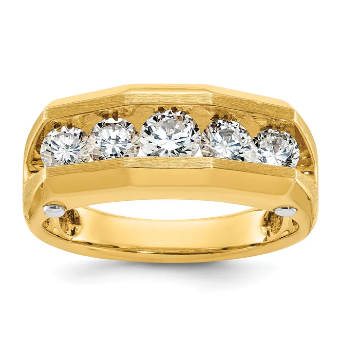 Goldia Rings 14k Twotone Two Tone 1 12 Ct Lab Grown Diamond VSSI G Five Stone Polished and Satin Mens Ring Goldia Rings 14k Twotone Two Tone 1 12 Ct Lab Grown Diamond VSSI G Five Stone Polished and Satin Mens Ring