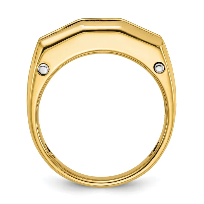 Goldia Rings 14k Twotone Two Tone 1 12 Ct Lab Grown Diamond VSSI G Five Stone Polished and Satin Mens Ring