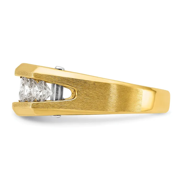 Goldia Rings 14k Twotone Two Tone 1 12 Ct Lab Grown Diamond VSSI G Five Stone Polished and Satin Mens Ring