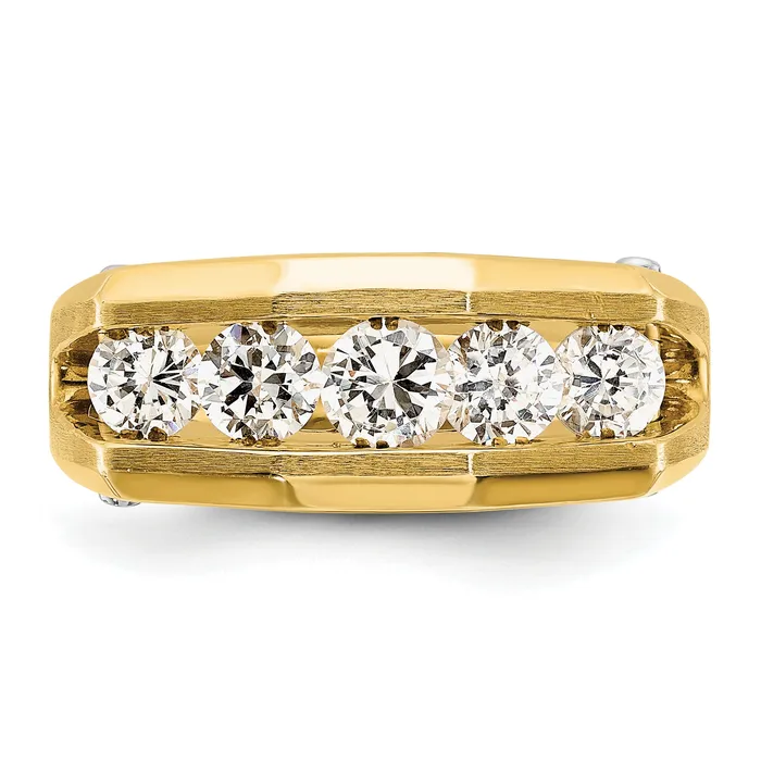 Goldia Rings 14k Twotone Two Tone 1 12 Ct Lab Grown Diamond VSSI G Five Stone Polished and Satin Mens Ring