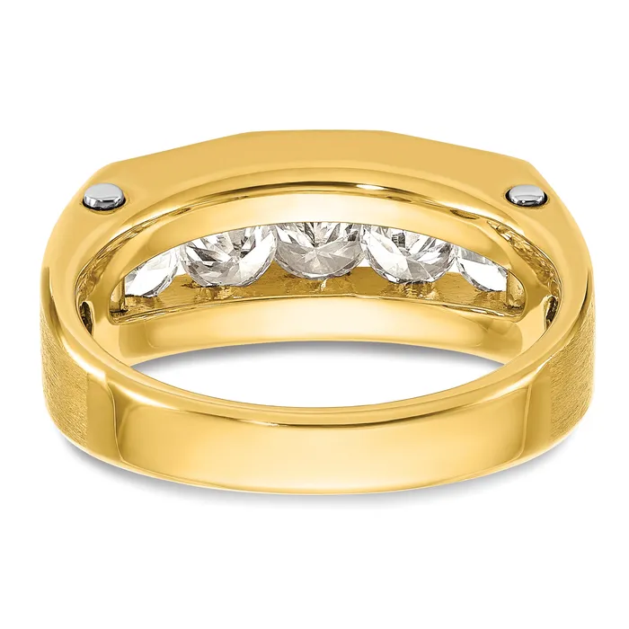 Goldia Rings 14k Twotone Two Tone 1 12 Ct Lab Grown Diamond VSSI G Five Stone Polished and Satin Mens Ring
