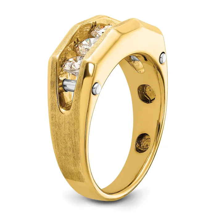 Goldia Rings 14k Twotone Two Tone 1 12 Ct Lab Grown Diamond VSSI G Five Stone Polished and Satin Mens Ring