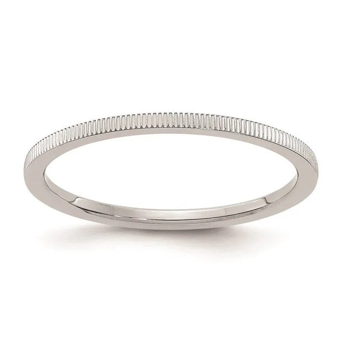Goldia Rings 14K White Gold 12mm Line Pattern Stackable Band