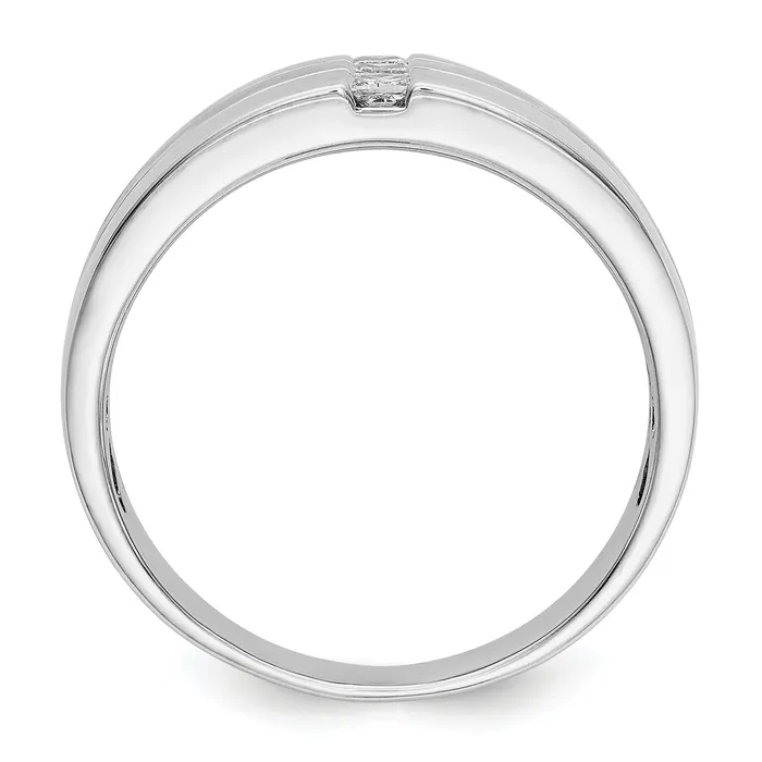 Goldia Rings 14k White Gold 14 Ct Lab Grown Diamond VSSI G Polished and Satin Mens Ring