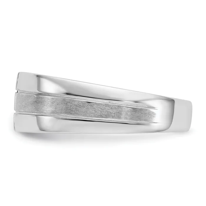 Goldia Rings 14k White Gold 14 Ct Lab Grown Diamond VSSI G Polished and Satin Mens Ring