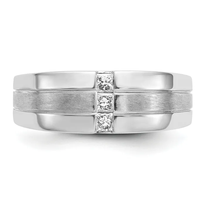 Goldia Rings 14k White Gold 14 Ct Lab Grown Diamond VSSI G Polished and Satin Mens Ring
