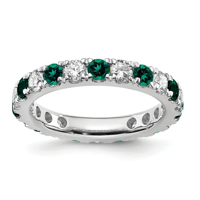 Goldia Rings 14k White Gold 1 Ct Lab Grown Diamond VSSI G and Lab Created Alexandrite Eternity Band Ring Goldia Rings 14k White Gold 1 Ct Lab Grown Diamond VSSI G and Lab Created Alexandrite Eternity Band Ring