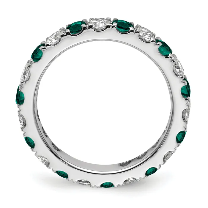 Goldia Rings 14k White Gold 1 Ct Lab Grown Diamond VSSI G and Lab Created Alexandrite Eternity Band Ring