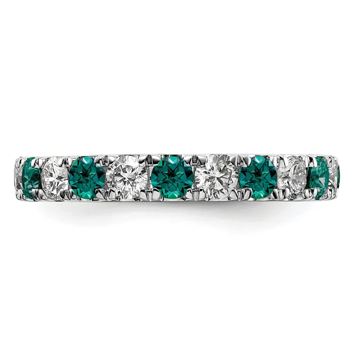 Goldia Rings 14k White Gold 1 Ct Lab Grown Diamond VSSI G and Lab Created Alexandrite Eternity Band Ring