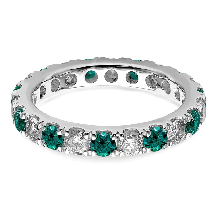 Goldia Rings 14k White Gold 1 Ct Lab Grown Diamond VSSI G and Lab Created Alexandrite Eternity Band Ring