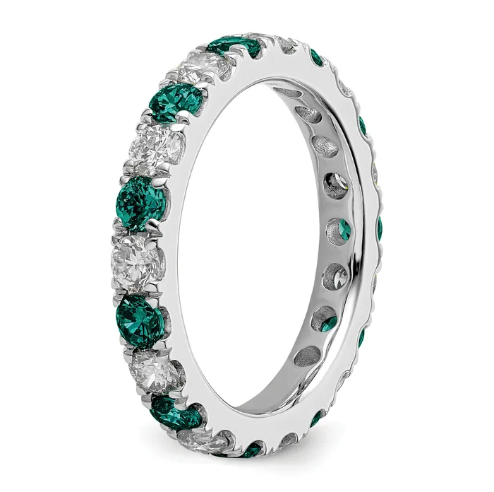 Goldia Rings 14k White Gold 1 Ct Lab Grown Diamond VSSI G and Lab Created Alexandrite Eternity Band Ring