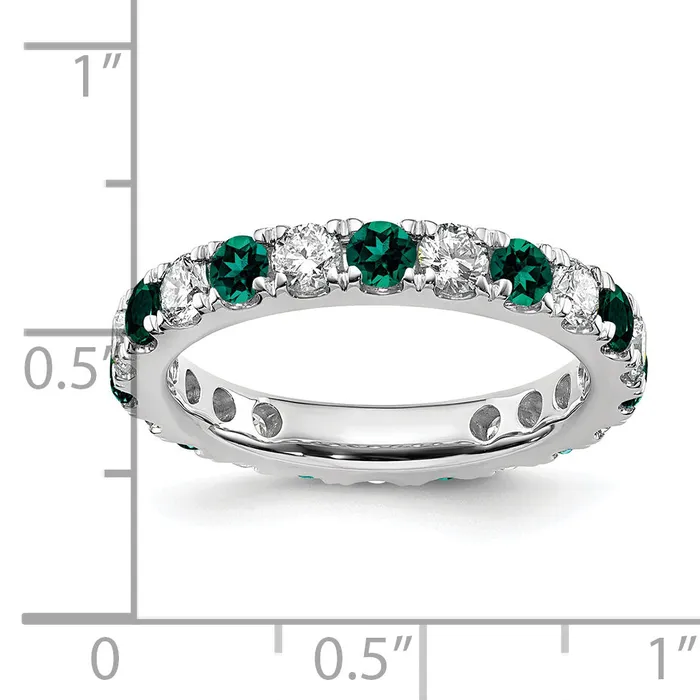 Goldia Rings 14k White Gold 1 Ct Lab Grown Diamond VSSI G and Lab Created Alexandrite Eternity Band Ring