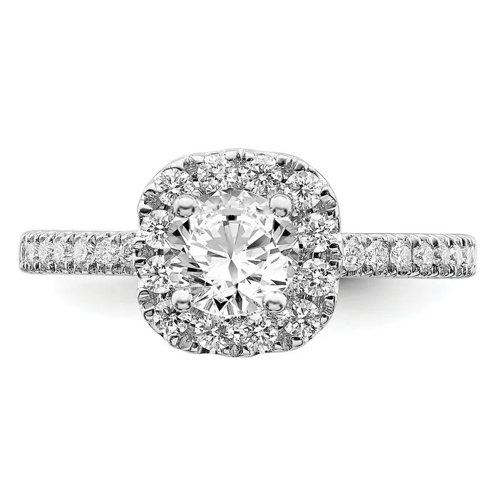 Goldia Rings 14k White Gold 1 Ct Lab Grown Diamond VSSI G Round Halo Engagement Ring