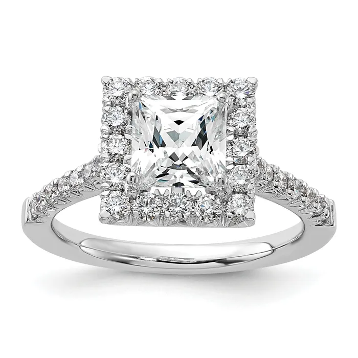 Goldia Rings 14k White Gold 34 Ct Lab Grown Diamond VSSI G 1 12 Ct Center Princess Halo Engagement Ring Goldia Rings 14k White Gold 34 Ct Lab Grown Diamond VSSI G 1 12 Ct Center Princess Halo Engagement Ring