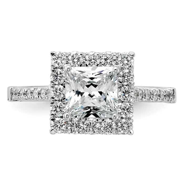 Goldia Rings 14k White Gold 34 Ct Lab Grown Diamond VSSI G 1 12 Ct Center Princess Halo Engagement Ring