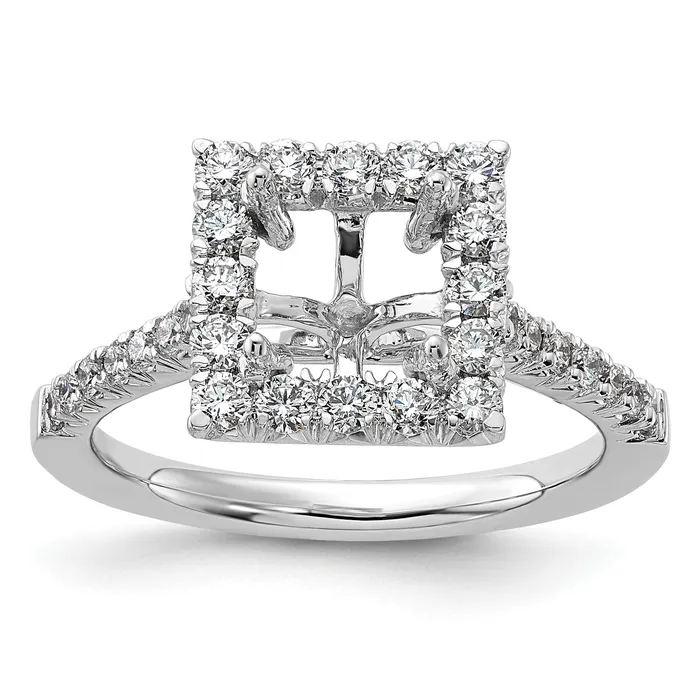 Goldia Rings 14k White Gold 34 Ct Lab Grown Diamond VSSI G 1 12 Ct Center Princess Halo Engagement Ring