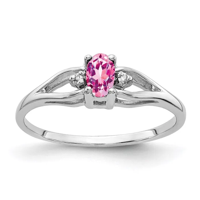 Goldia Rings 14k White Gold 5x3mm Oval Pink Sapphire A Real Diamond ring Goldia Rings 14k White Gold 5x3mm Oval Pink Sapphire A Real Diamond ring