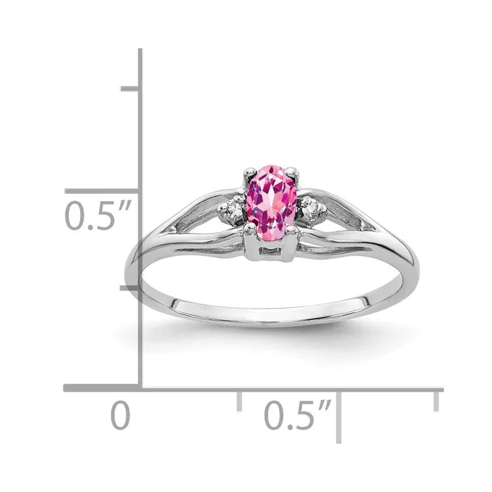 Goldia Rings 14k White Gold 5x3mm Oval Pink Sapphire A Real Diamond ring