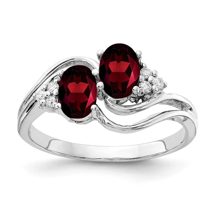 Goldia Rings 14k White Gold 6x4mm Oval Garnet A Real Diamond ring