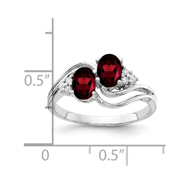Goldia Rings 14k White Gold 6x4mm Oval Garnet A Real Diamond ring