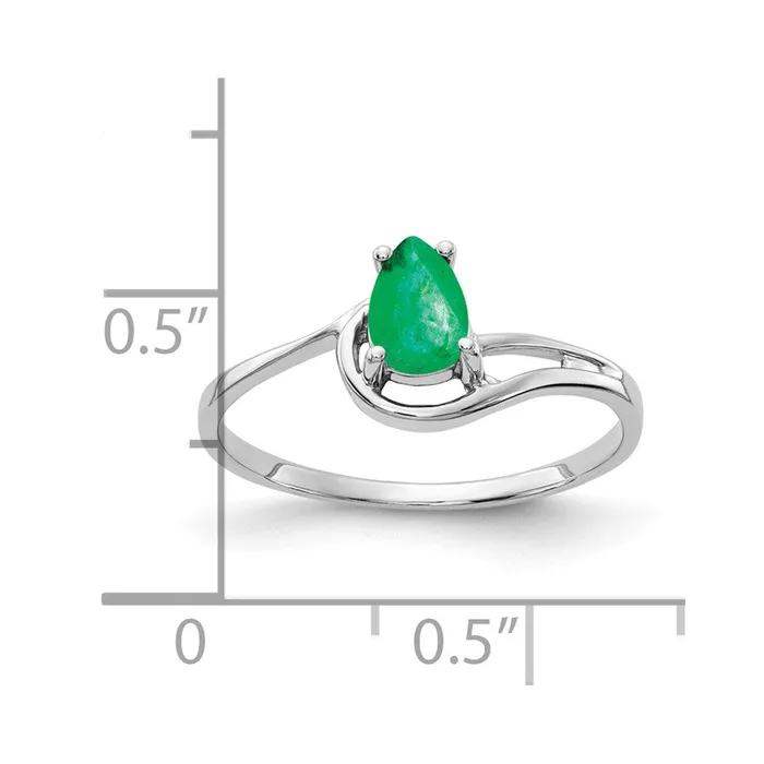 Goldia Rings 14k White Gold 6x4mm Pear Emerald ring