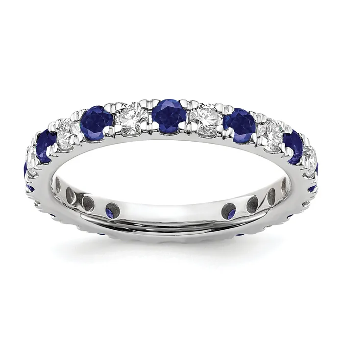 Goldia Rings 14k White Gold 78 Ct Lab Grown Diamond VSSI G and Lab Created Blue Sapphire Eternity Band Ring Goldia Rings 14k White Gold 78 Ct Lab Grown Diamond VSSI G and Lab Created Blue Sapphire Eternity Band Ring
