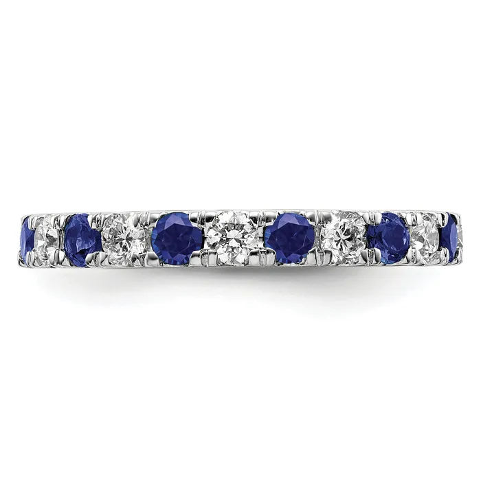 Goldia Rings 14k White Gold 78 Ct Lab Grown Diamond VSSI G and Lab Created Blue Sapphire Eternity Band Ring