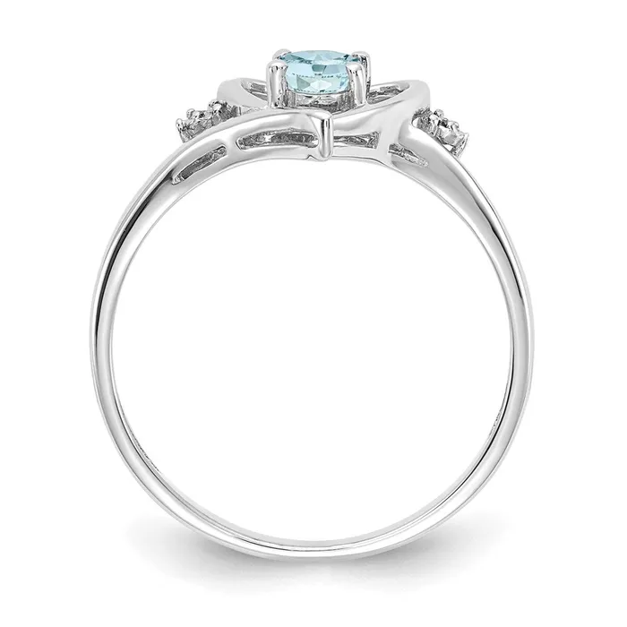 Goldia Rings 14k White Gold Aquamarine and Real Diamond Heart Ring