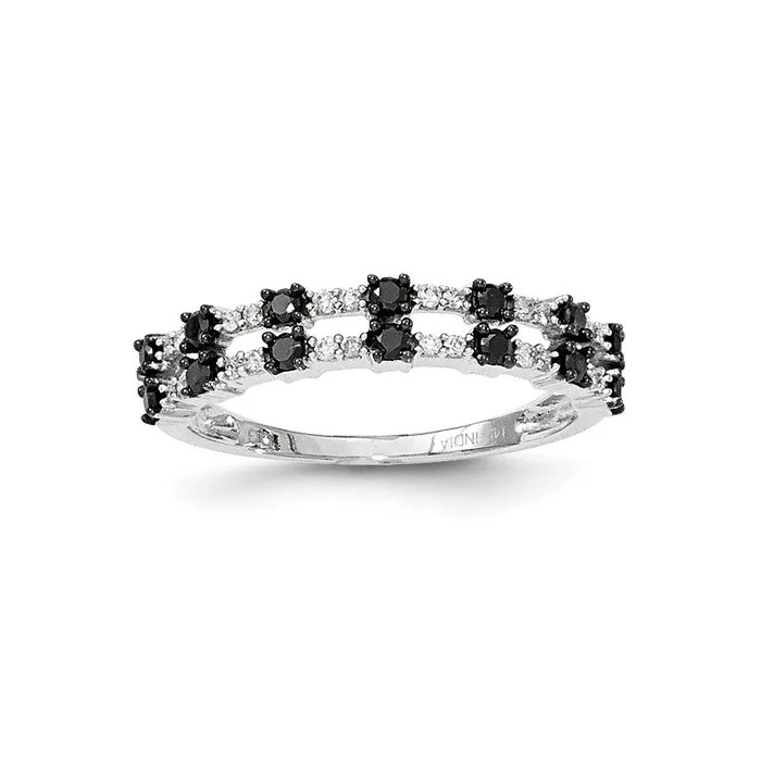 Goldia Rings 14K White Gold Black u0026 White Real Diamond Ring
