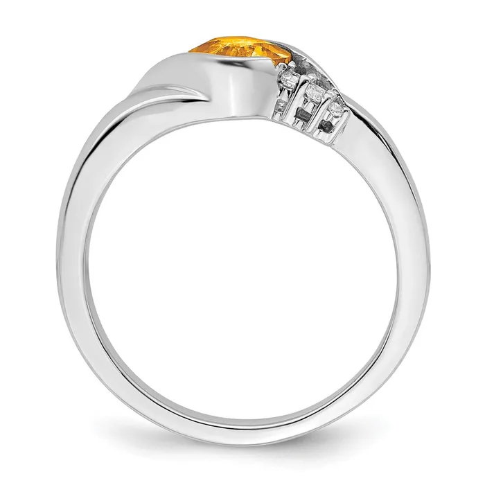 Goldia Rings 14k White Gold Citrine and Real Diamond Ring