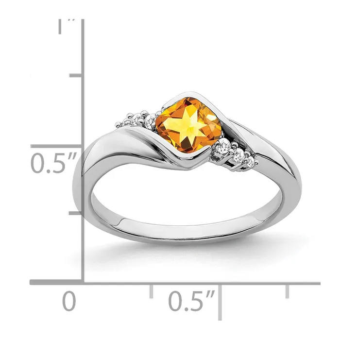 Goldia Rings 14k White Gold Citrine and Real Diamond Ring