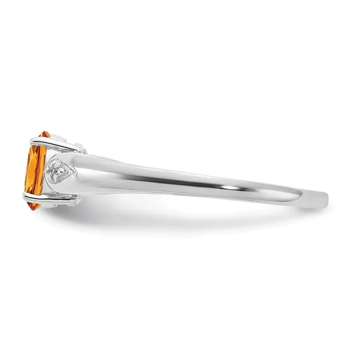 Goldia Rings 14k White Gold Citrine and Real Diamond Ring