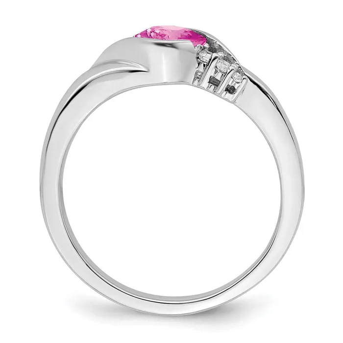 Goldia Rings 14k White Gold Created Pink Sapphire and Real Diamond Ring