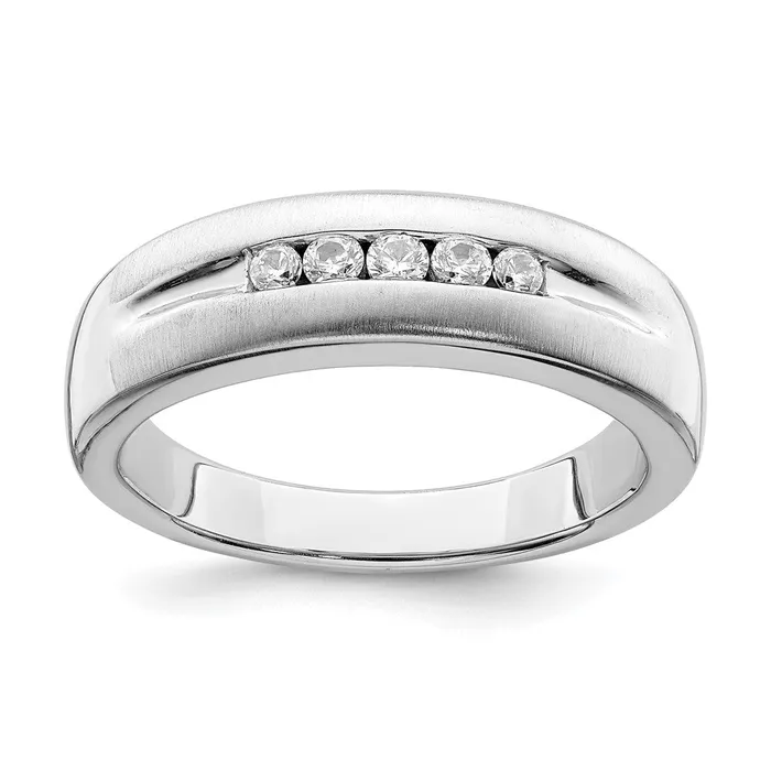 Goldia Rings 14k White Gold Mens Real Diamond Bridal Band