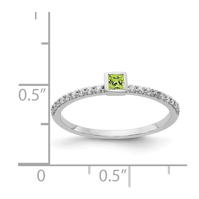 Goldia Rings 14k White Gold Real Diamond and Princess Peridot Ring